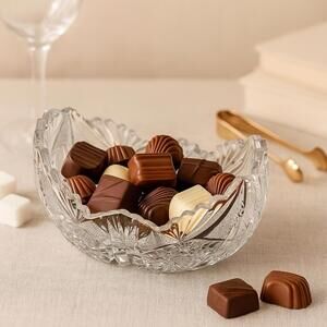 Bohemia 1930s Hand-Cut ABP Style Lead Crystal Bowl Sawtooth Edge, 7x5.5x5”